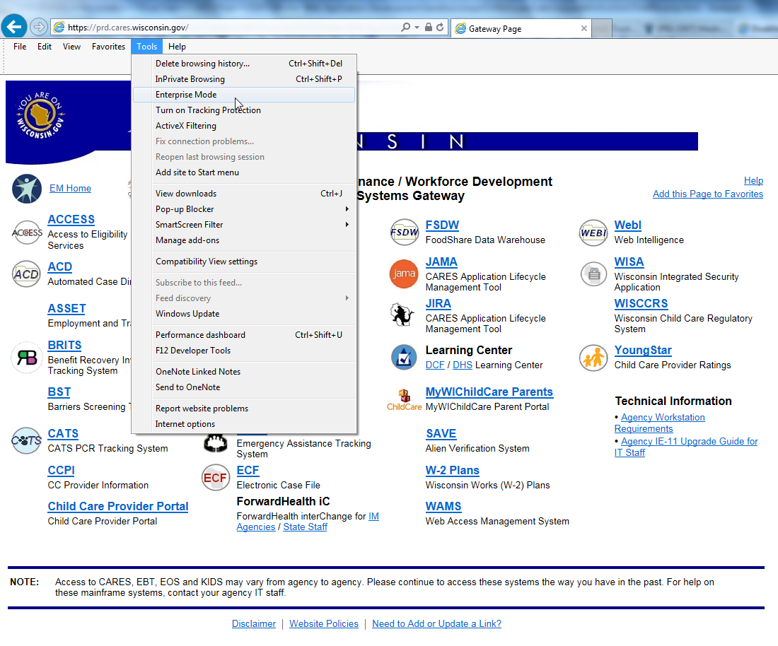 Enterprise Mode Enable